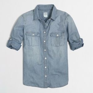 J. Crew Factory Classic Chambray Button-Down Shirt in Perfect Fit